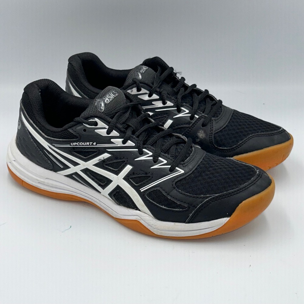 Asics Upcourt 4 Womens Volleyball Shoes Black White Gum Sole 1072A055 Size 9